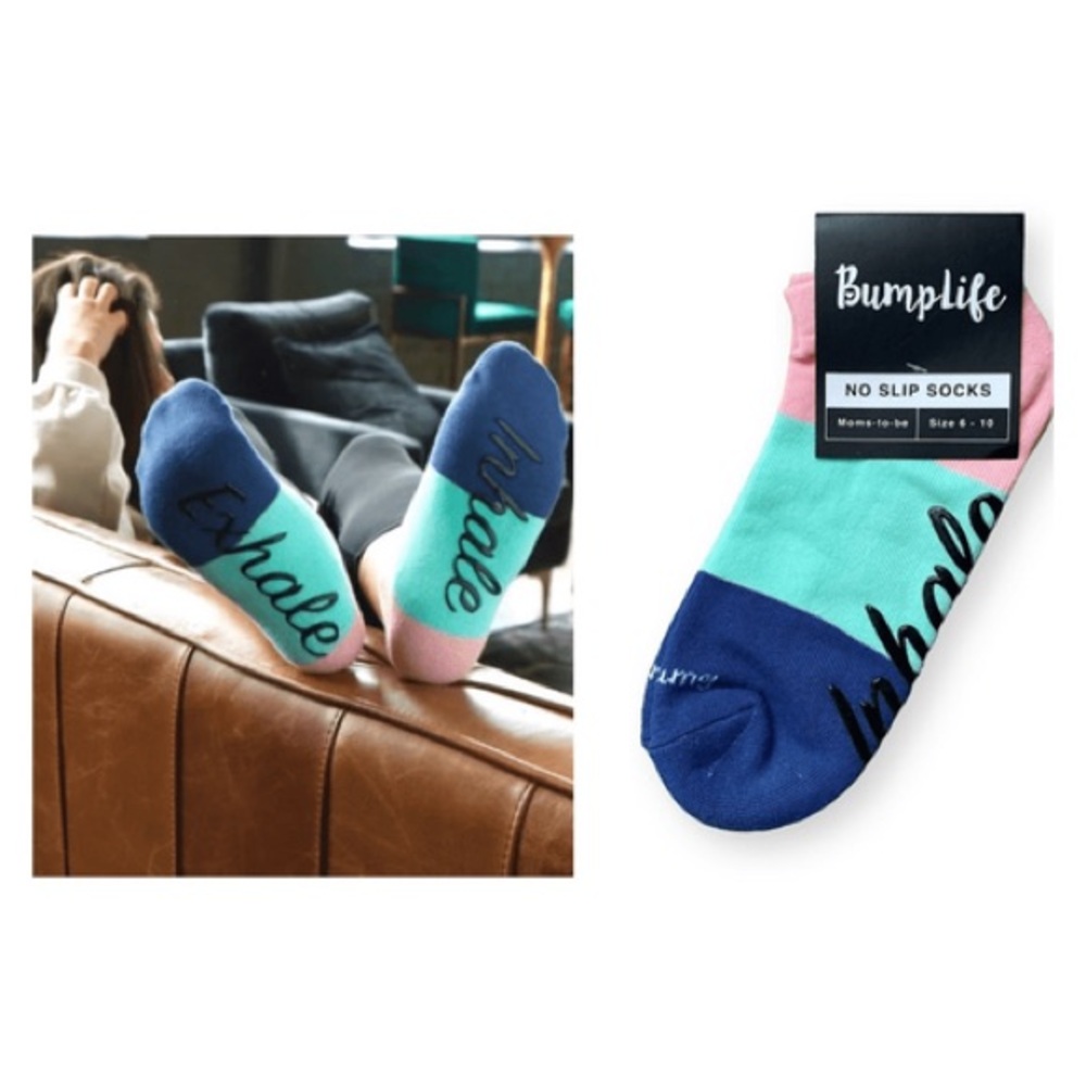 NWT Bumplife Maternity No Slip Socks - Inhale Exhale